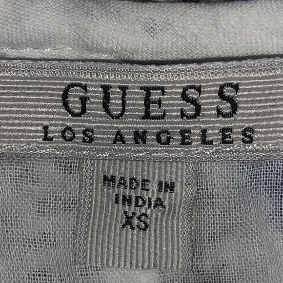 Guess NWT Macadamia Wild Top Sz XS 3/4 Sleeve Blue White - Picture 11 of 15
